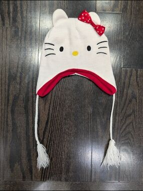 5/$35 Girls Sanrio Hello Kitty Knit Beanie – Earflaps & Tassels – OSFM